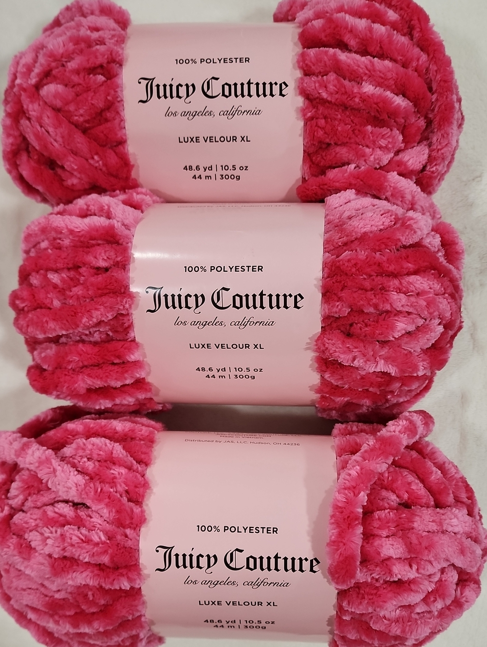 Juicy Couture Pink Luxe Velour XL Plush Yarn - Free Love